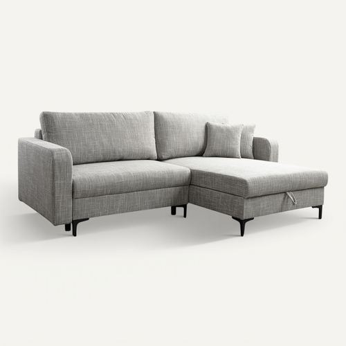 Canapé D'angle Réversible Convertible Avec Fonction De Couchage Como Coffre En Gris