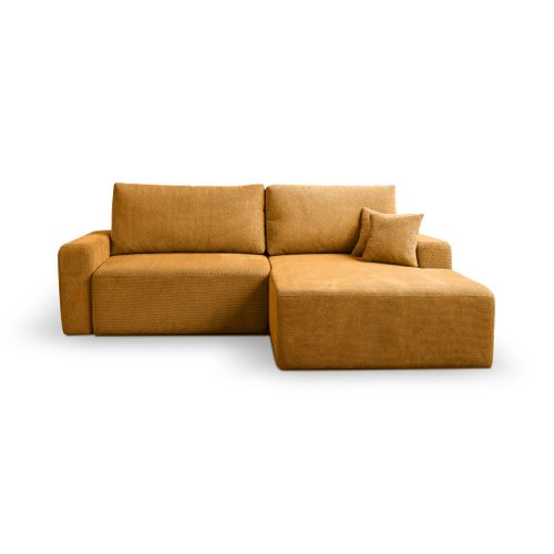 Canapé D'angle Droit Avec Fonction De Couchage Soho Coffre En Moutarde