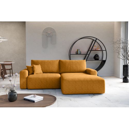 Canapé D'angle Droit Avec Fonction De Couchage Soho Coffre En Moutarde