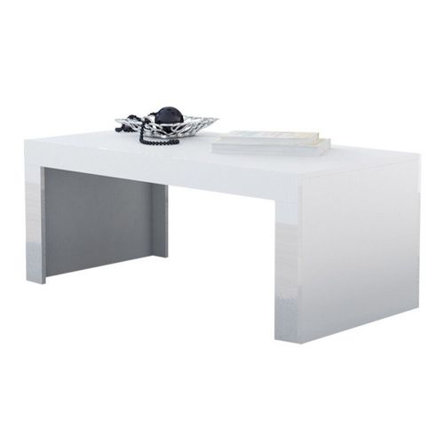 Table Basse Charlotte 107, Blanc Brillantblanc, 50x60x120cm, Stratifié