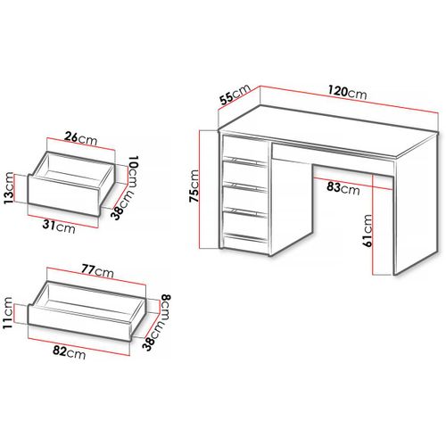 Bureau "ada" - 120 X 75 X 55 Cm - Blanc