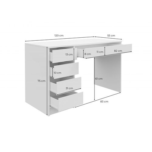 Bureau "ada" - 120 X 75 X 55 Cm - Blanc