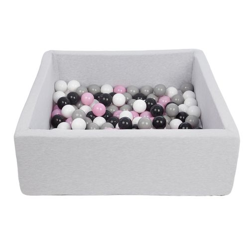 Piscine À Balles Pour Enfant, 90x90 Cm, Aire De Jeu + 150 Balles Blanc Gris N A P869332c869333