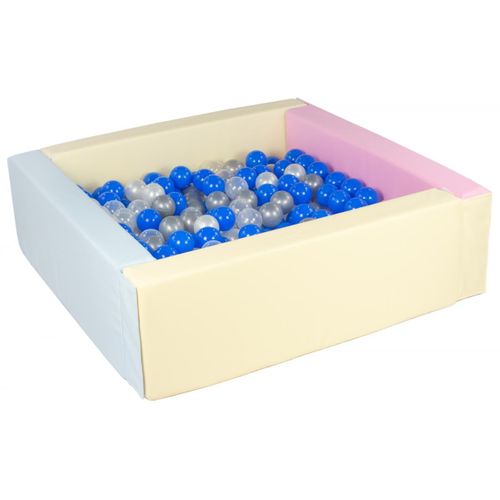 Piscine à balles carrée Velinda - 300 balles - rose, bleu, jaune - pour enfant à partir de 9 mois - Jeux - Jouets