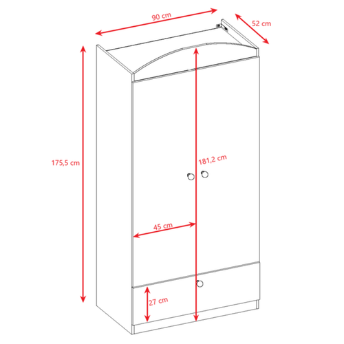Armoire Enfant 2 Portes Et 1 Tiroir - Pistache