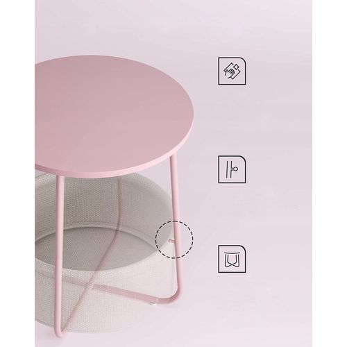Table D'appoint - Leobert - Pastel Rose/blanc Laiteux - 45 X 50 Cm
