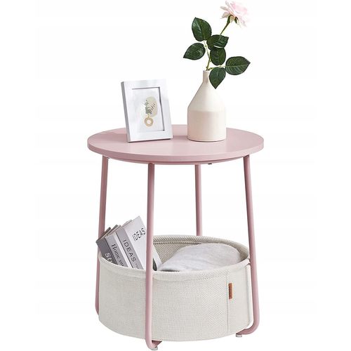 Table D'appoint - Leobert - Pastel Rose/blanc Laiteux - 45 X 50 Cm