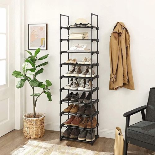 Meuble à Chaussures - Leobert - Noir - 45 X 30 X 174 Cm