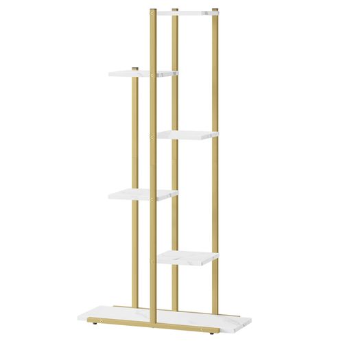 étagère - Leobert - Marbre/pieds Dorés - 60 X 24 X 113 Cm