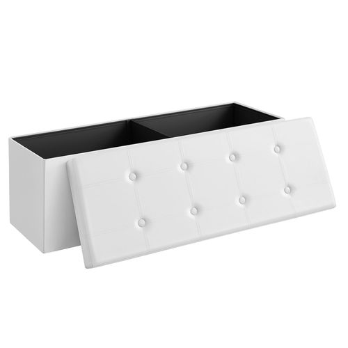 Pouf Coffre De Rangement 110 X 38 X 38 Cm Couleur Blanc