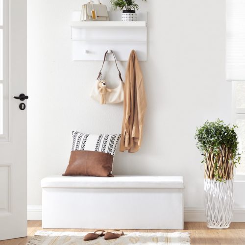 Pouf Coffre De Rangement 110 X 38 X 38 Cm Couleur Blanc