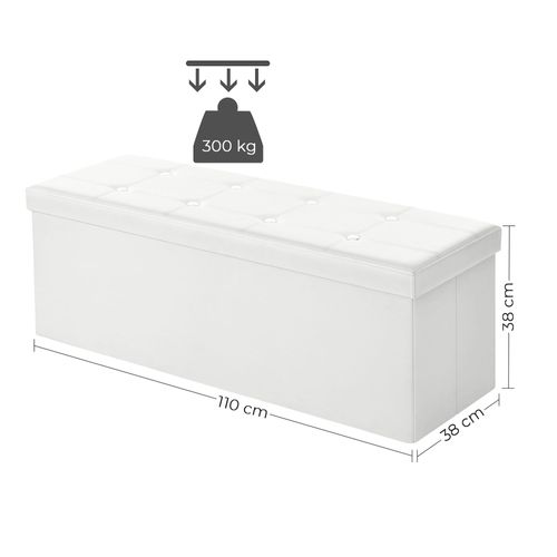 Pouf Coffre De Rangement 110 X 38 X 38 Cm Couleur Blanc