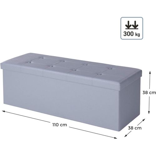 Pouf Coffre De Rangement 110 X 38 X 38 Cm Gris