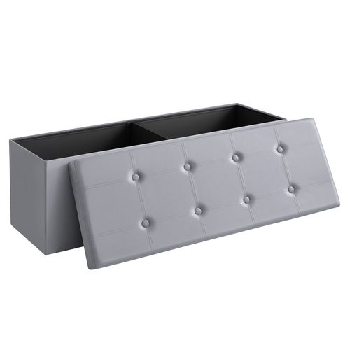 Pouf Coffre De Rangement 110 X 38 X 38 Cm Gris