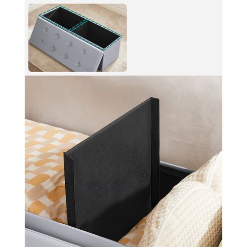 Pouf Coffre De Rangement 110 X 38 X 38 Cm Gris