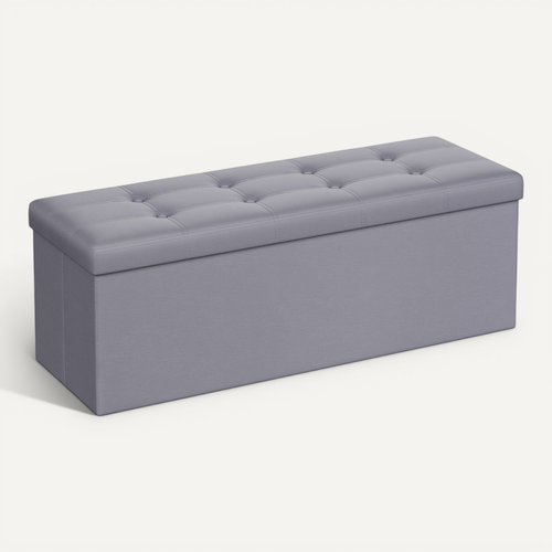 Pouf Coffre De Rangement 110 X 38 X 38 Cm Gris