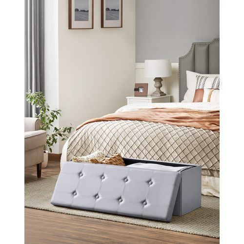 Pouf Coffre De Rangement 110 X 38 X 38 Cm Gris