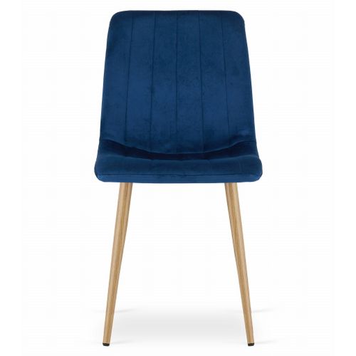 Chaise Lava - Velours Bleu Marine / Pieds Couleur Bois X 2 60x50x50