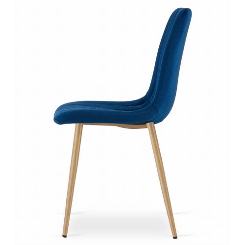 Chaise Lava - Velours Bleu Marine / Pieds Couleur Bois X 2 60x50x50
