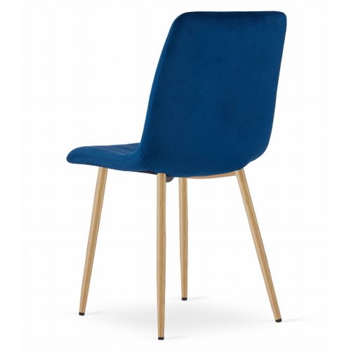 Chaise Lava - Velours Bleu Marine / Pieds Couleur Bois X 2 60x50x50