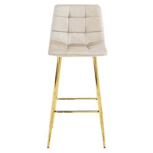 Tabouret De Bar - Leobert - Arceto - Velours Beige/pieds Dorés - 43,5 X 49 X 102 Cm