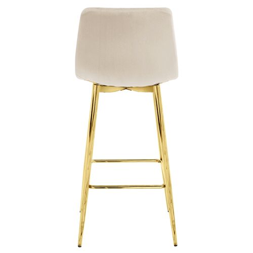 Tabouret De Bar - Leobert - Arceto - Velours Beige/pieds Dorés - 43,5 X 49 X 102 Cm