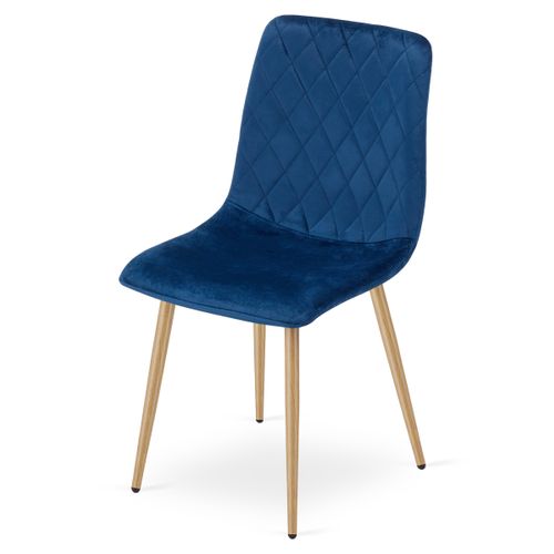 Chaise Turin - Velours Bleu Marine / Pieds Couleur Bois X 2 60x50x50