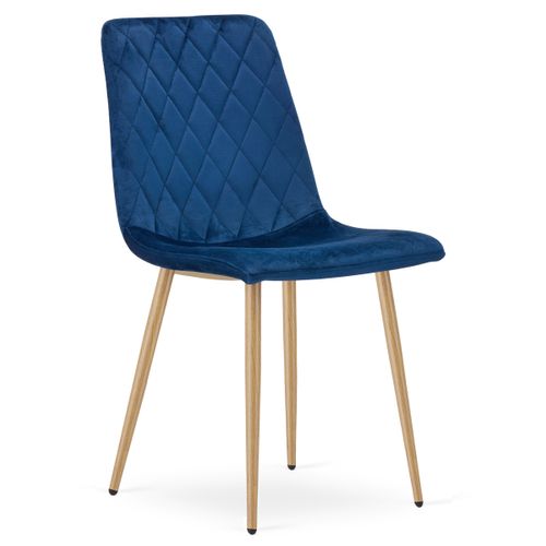 Chaise Turin - Velours Bleu Marine / Pieds Couleur Bois X 2 60x50x50