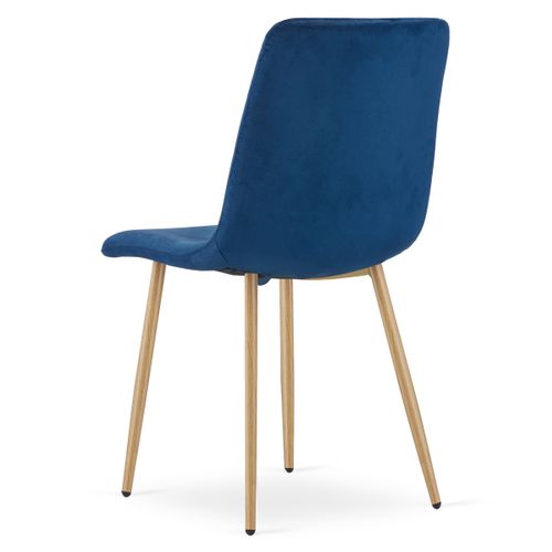 Chaise Turin - Velours Bleu Marine / Pieds Couleur Bois X 2 60x50x50