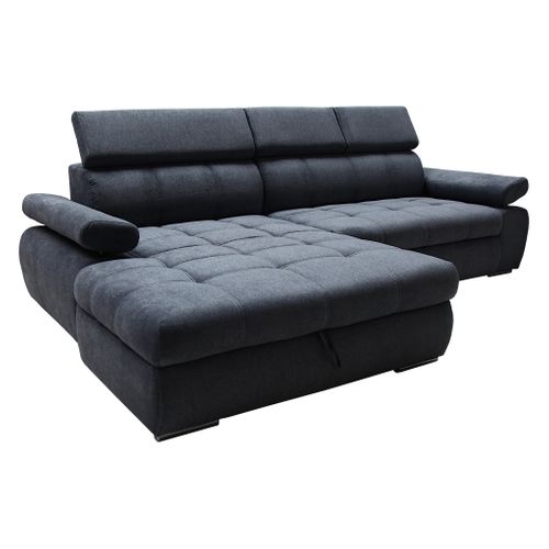 Canapé d'angle convertible gauche VEGAS tissu Aston 13 gris fonce