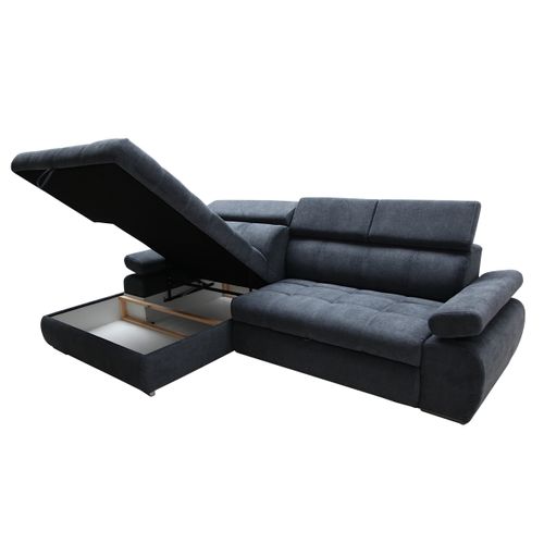 Canapé d'angle convertible gauche VEGAS tissu Aston 13 gris fonce