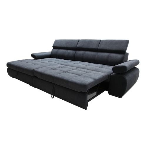 Canapé d'angle convertible gauche VEGAS tissu Aston 13 gris fonce