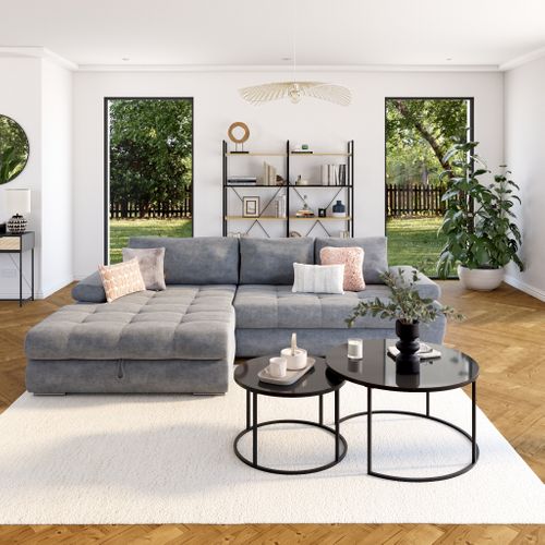 Canapé d'angle convertible méridienne gauche ARGOS tissu aston 16 gray