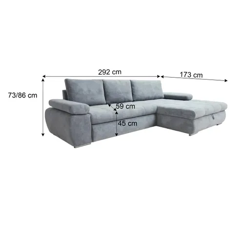 Canapé d'angle convertible méridienne gauche ARGOS tissu aston 16 gray