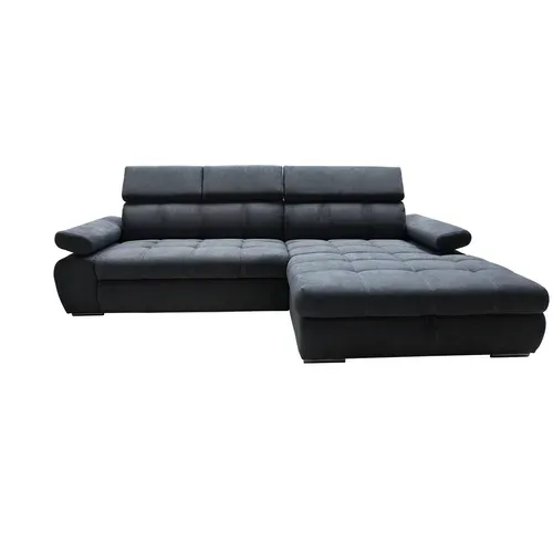 Canapé d'angle convertible droit VEGAS tissu Aston 13 gris foncé