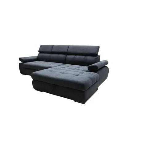 Canapé d'angle convertible droit VEGAS tissu Aston 13 gris foncé