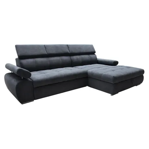 Canapé d'angle convertible droit VEGAS tissu Aston 13 gris foncé