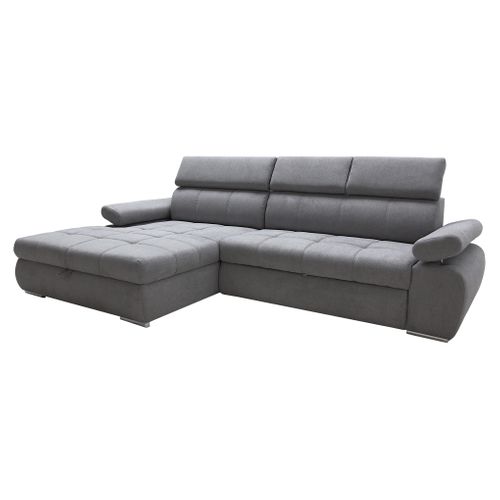Canapé d'angle convertible méridienne gauche VEGAS tissu gris clair