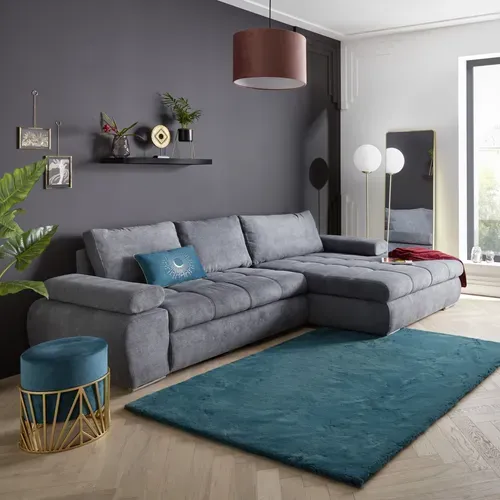 Canapé d'angle convertible méridienne droite ARGOS tissu Aston steel 13