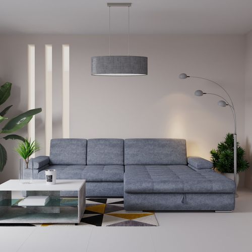 Canapé d'angle convertible méridienne droite ARGOS tissu Aston steel 13