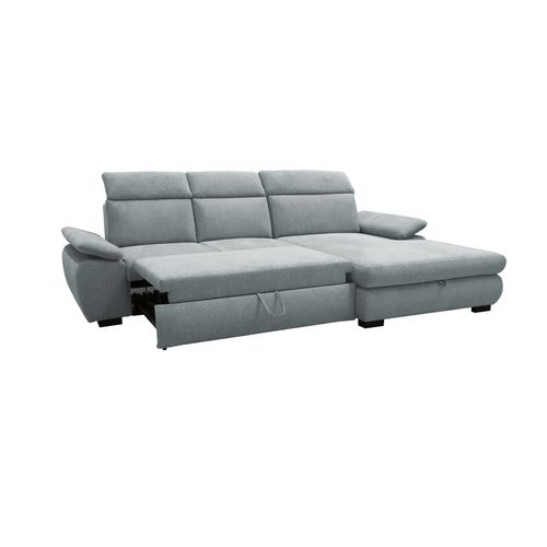 Canapé d'angle convertible COLBY méridienne à droite coloris ice blue 13