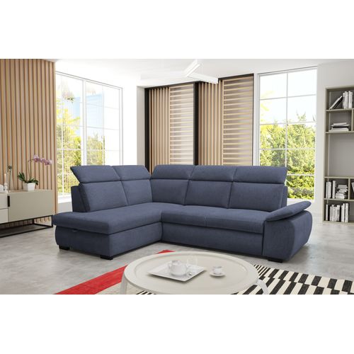 Canapé d'angle convertible COLBY coloris navy gauche