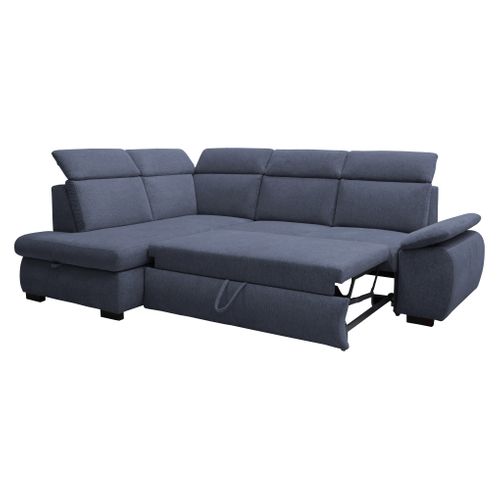 Canapé d'angle convertible COLBY coloris navy gauche