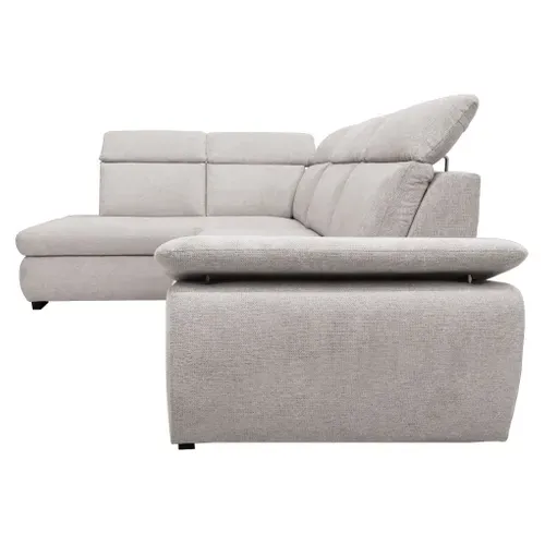 Canapé d'angle convertible COLBY coloris silver gauche