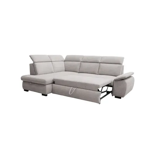 Canapé d'angle convertible COLBY coloris silver gauche