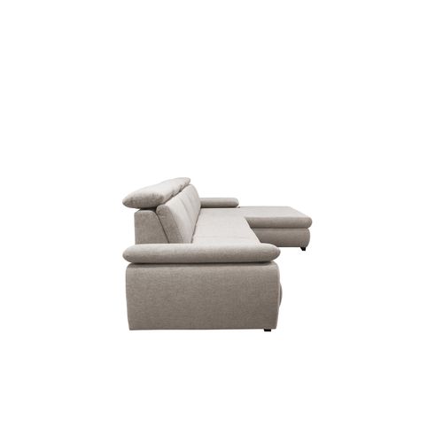 Canapé d'angle convertible COLBY coloris beige méridienne droite batard 3P vue de profil