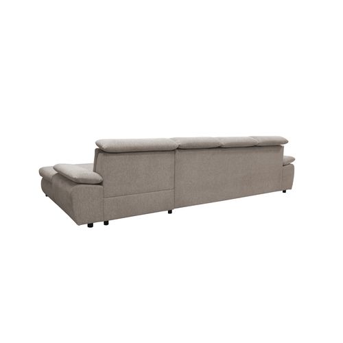 Canapé d'angle convertible COLBY coloris beige méridienne droite batard 3P vue de derrière