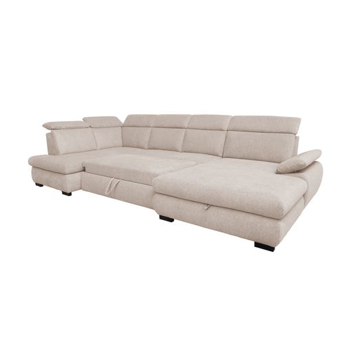 Canapé panoramique convertible COLBY terminal à gauche coloris beige 2