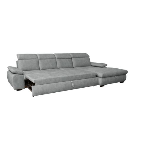 Canapé d'angle convertible COLBY coloris grey méridienne droite batard 3P