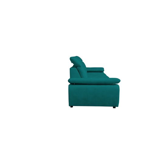Canapé convertible 3 places COLBY coloris petrol vue de profil